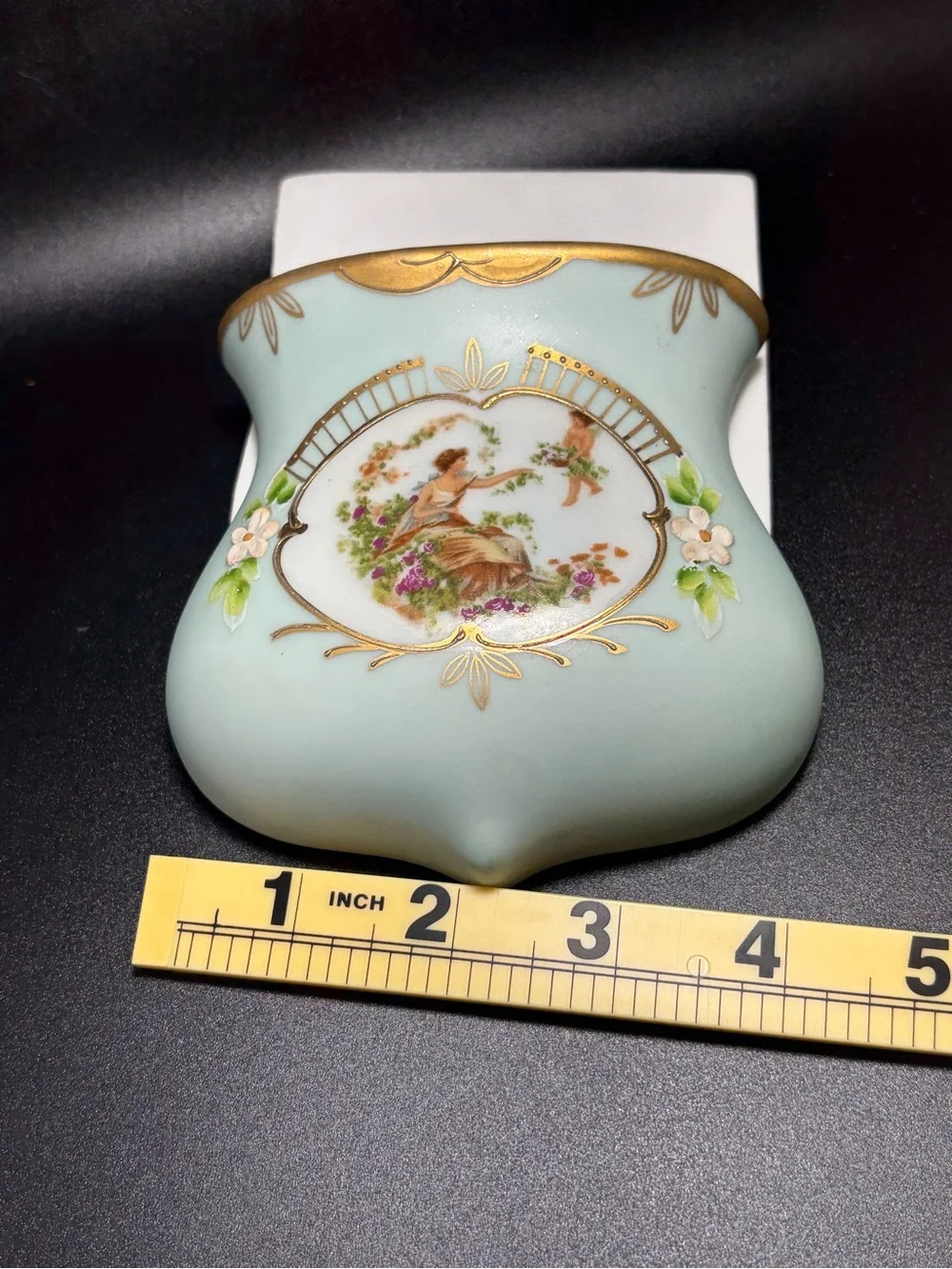 Vintage ARCO Japan Porcelain Wall Plaque Victorian Lady Flowers Gold Cottagecore
